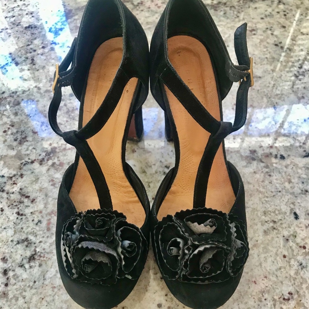 Chie Mihara Black Suede Heels
